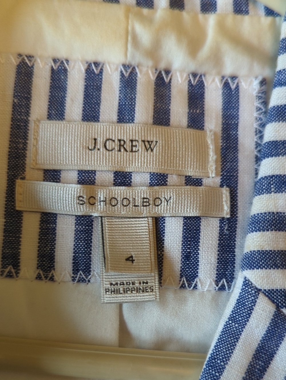 J. Crew Blue and White Striped Casual Jacket